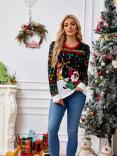 Knit Crewneck Embroidered Sweater �Santa Claus & Musical Notes